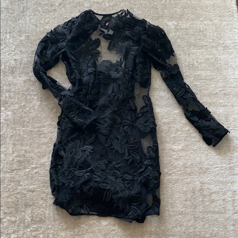 Sheer mini dress with black insert